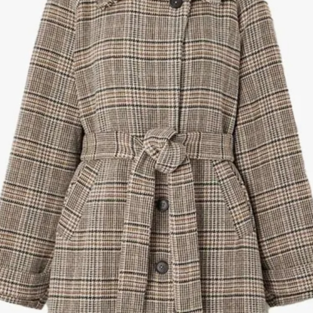 MICHAA Plaid Trench Coat NWOT